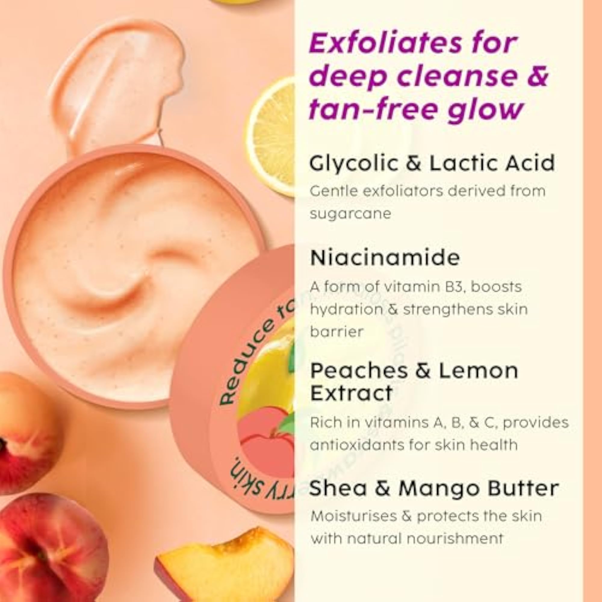 Peaches & Lemon Detan Bump Eraser Scrub, Exfoliating